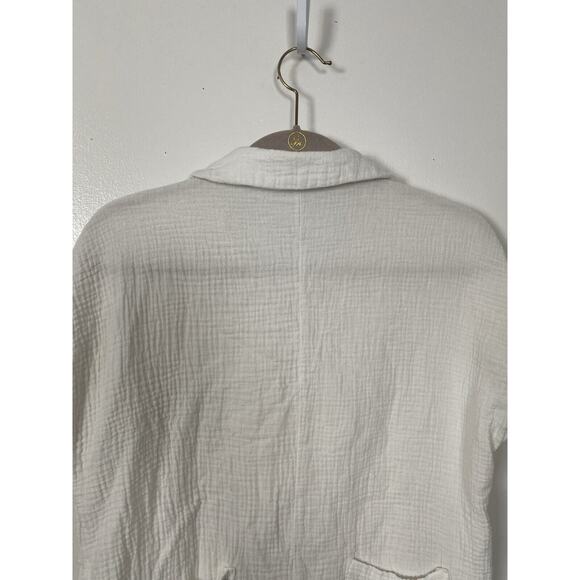 J Robert's White Women Romper Gauze Material Bikini Cover Up Collared Size S/M - Picture 7 of 11